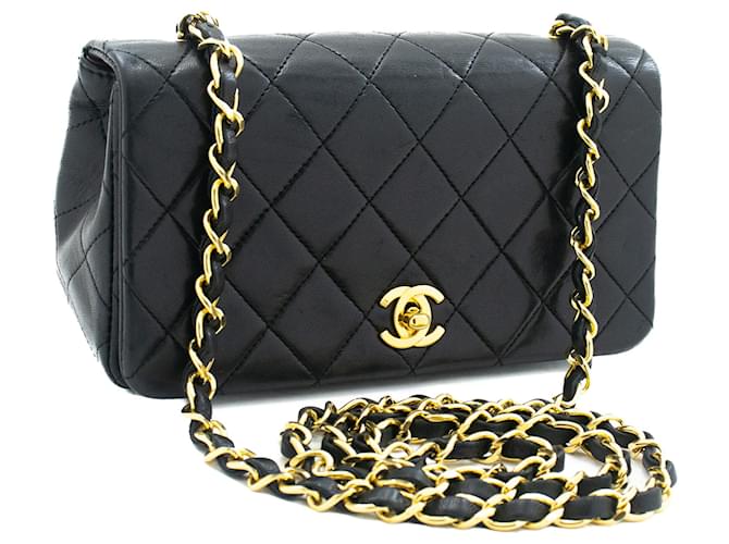 CHANEL Full Flap Small Chain Shoulder Bag Black Quilted Lambskin Leather  ref.879939 - Joli Closet