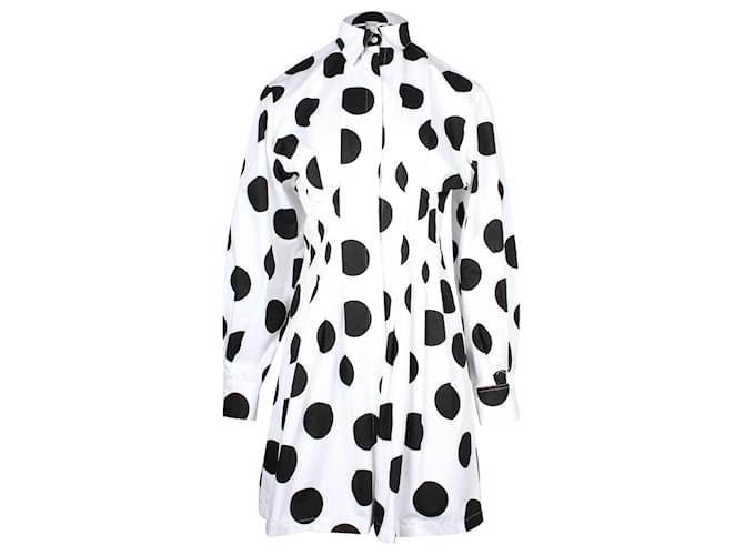 Carolina Herrera Oversized Polka Dot Shirt Dress in White and