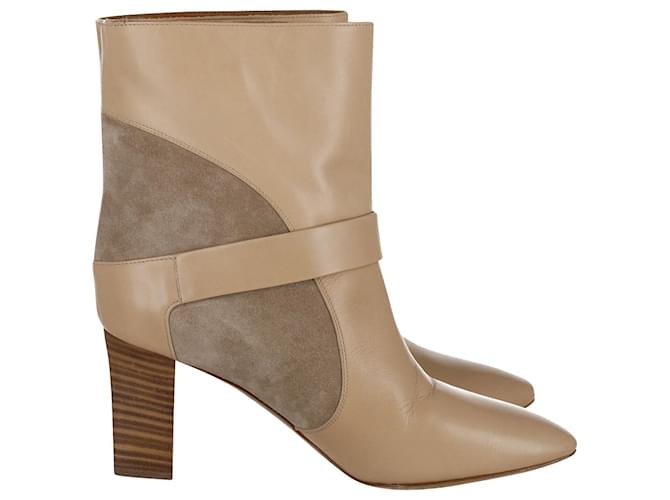 Chloé Ankle Boots in Beige Leather and Suede  ref.880197