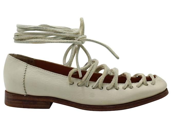 Junya Watanabe Comme Des Garcons Zapatos planos con cordones en cuero gris  ref.880200