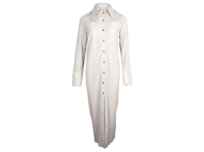 Vestido longo camisa plissado Nanushka Lee em couro vegano branco Poliéster  ref.880213