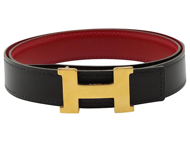 Hermès Cintura reversibile Hermes Constance 70cm in pelle nera Nero  ref.880223