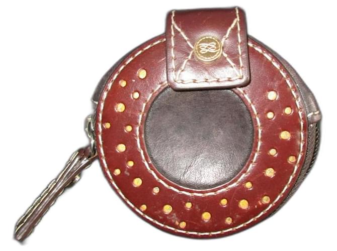 Vintage Lancel Leather Coin Purse In Very Good Condition Dark red  ref.880356