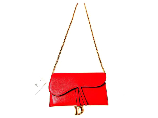 Dior Saddle Red Leather  ref.880386
