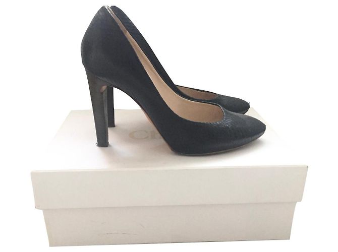 Escarpins Chloé en python bleu marine talons 10cm