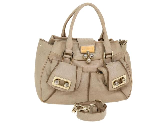 Céline CELINE Hand Bag Leather 2way Beige Auth 39619  ref.880629