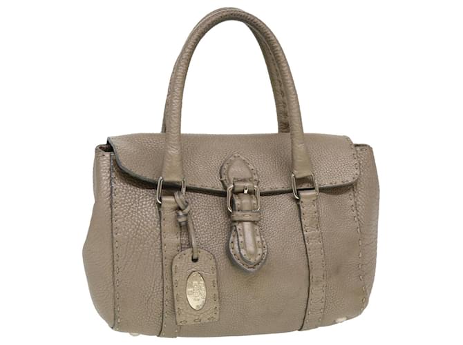 FENDI Hand Bag Leather Gray Auth 39445 Grey  ref.880642