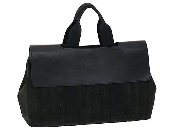 Hermès HERMES Valparaiso MM Hand Bag Canvas Black Auth bs4746 Cloth  ref.880643