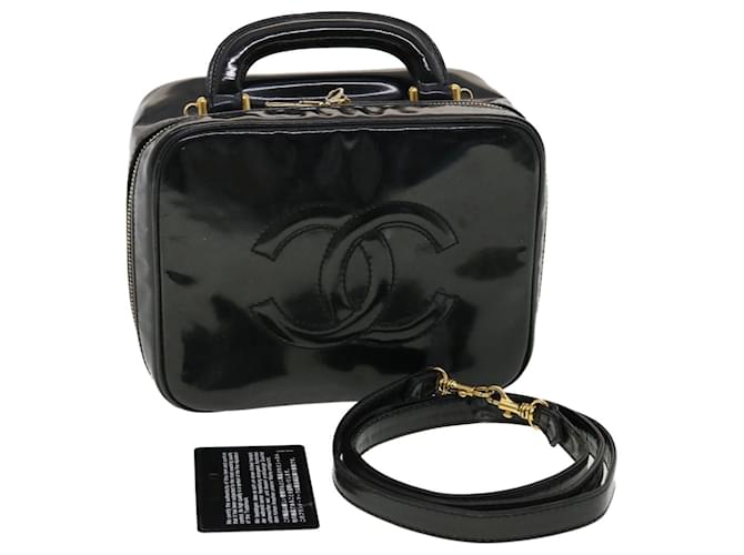 CHANEL Shoulder Bag Patent Leather Black CC Auth bs4783  ref.880670