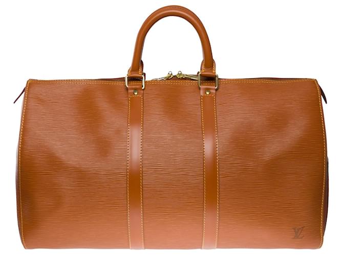Bags LOUIS VUITTON Keepall in Leather Camel - 101175  ref.880932