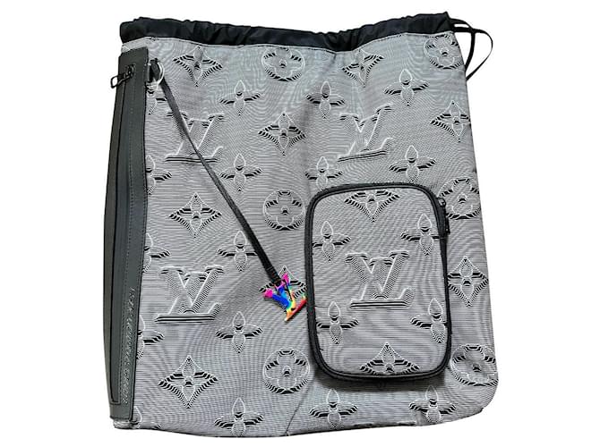 Louis Vuitton backpack 2054 Nylon Gris  ref.881099