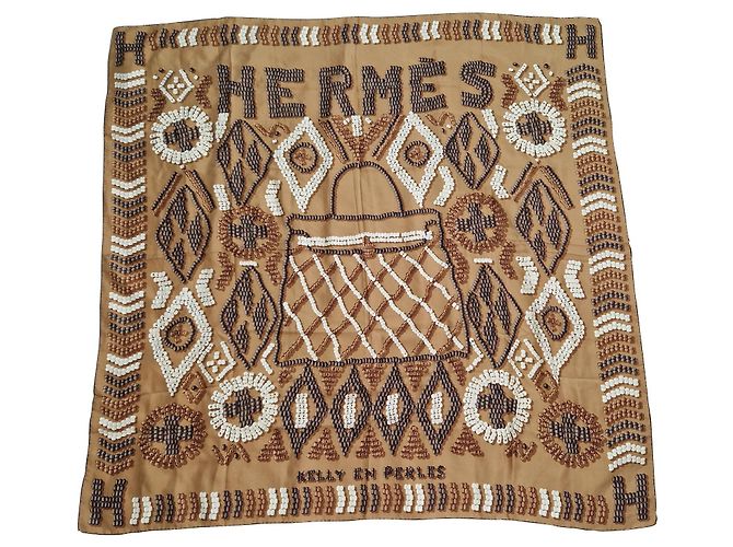 lenço hermès gigante 140 miçangas KELLY Marrom