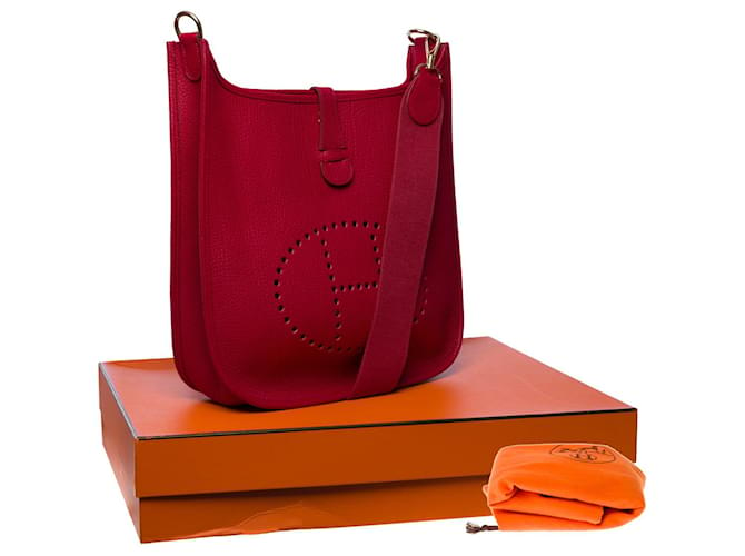 Hermès Evelyne shoulder bag 33 in togo red-101161 Leather ref