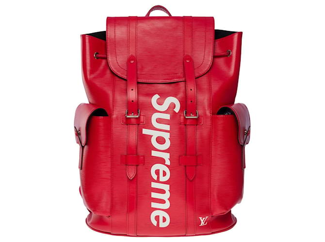 Louis Vuitton christopher pm supreme backpack in red epi leather101169  ref.881207