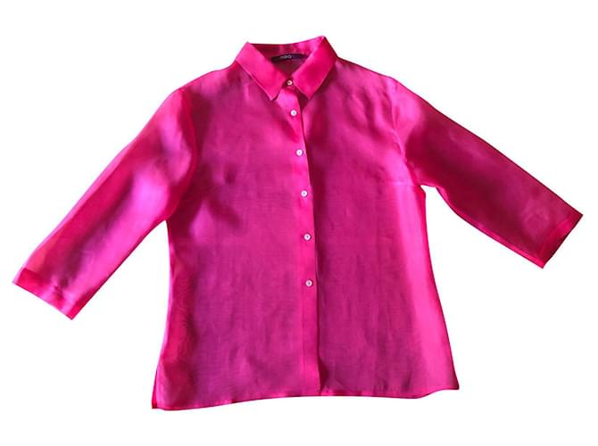 Autre Marque blusa de organza de seda rosa fuerte T. 36-38  ref.881255