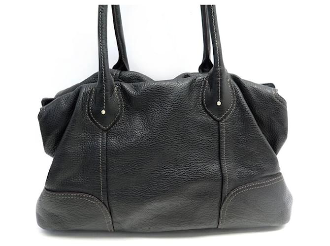 LANCEL LOUYETU A HANDBAG05091 BLACK GRAIN LEATHER HAND BAG PURSE