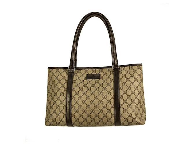 Gucci GG monogram tote beige brown canvas & leather shopper handbag medium  size ref.881312 - Joli Closet