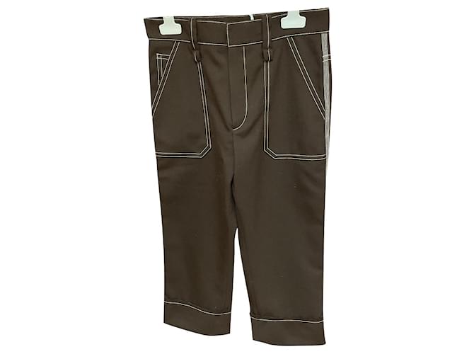 Chloé Pants, leggings Brown Polyester Wool  ref.881313