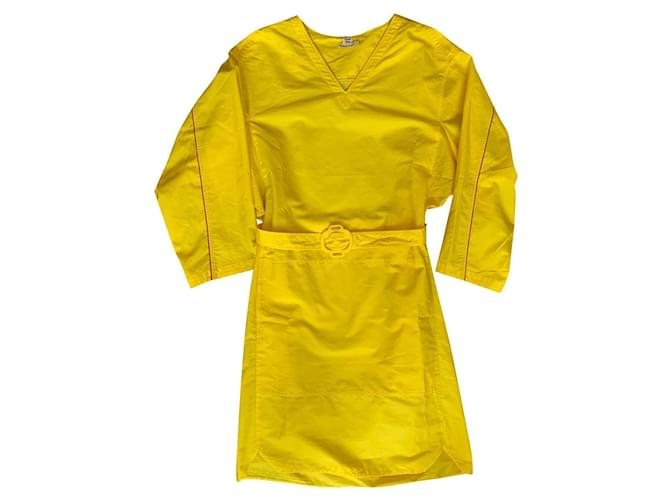 Hermès Vestidos Amarelo Algodão  ref.881321
