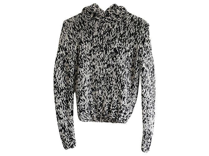 Céline Celine x  Michael Kors hooded cashmere sweater Black White