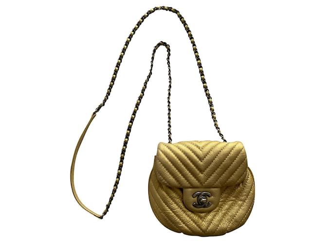 Bolsa CHANEL em forma de bolsa dourada Dourado  ref.881336