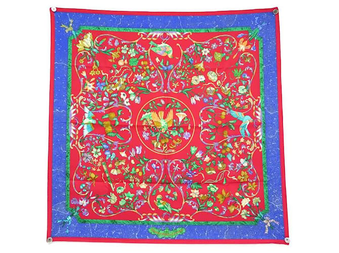 Hermès NINE HERMES SCARF EAST AND WESTERN STONES PAUWELS SQUARE NEW SCARF Red Silk  ref.881537