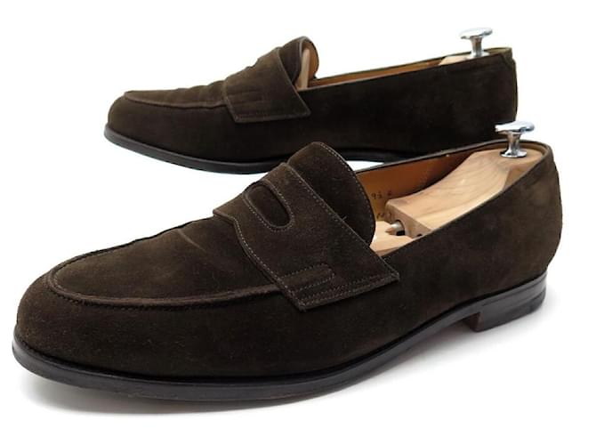JOHN LOBB SHOES LOPEZ LOAFERS 9.5E 43.5 BROWN SUEDE LOAFERS SHOES  ref.881553