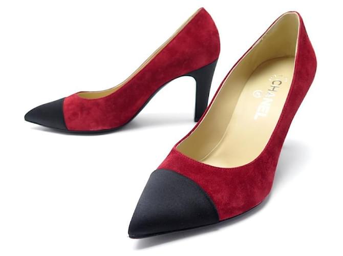 NEW CHANEL SHOES PUMPS GABRIELLE COCO G33085 39.5 SUEDE SHOES Red  ref.881668