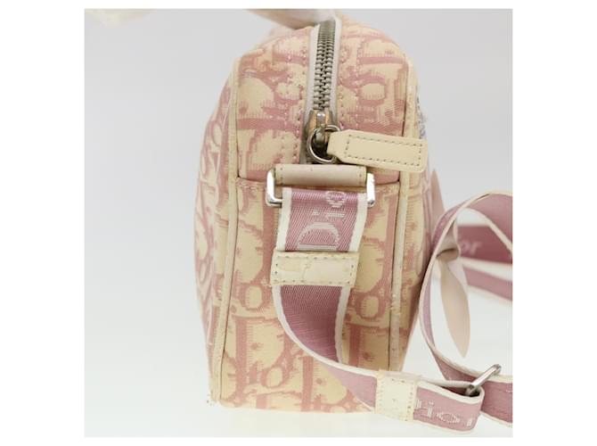 Christian Dior Trotter Canvas Flower Shoulder Bag Pink BO L 0034