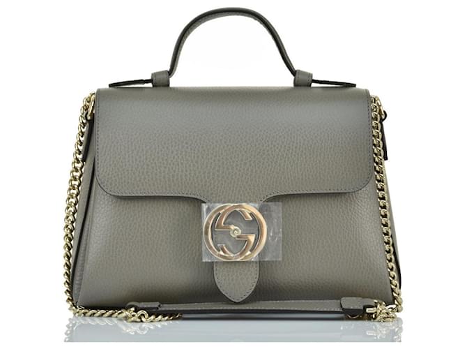 Gucci Hand Bag Gray Logo Leather Dollar Calf Mod. 510302 CAO0g 002 Grey  ref.881775