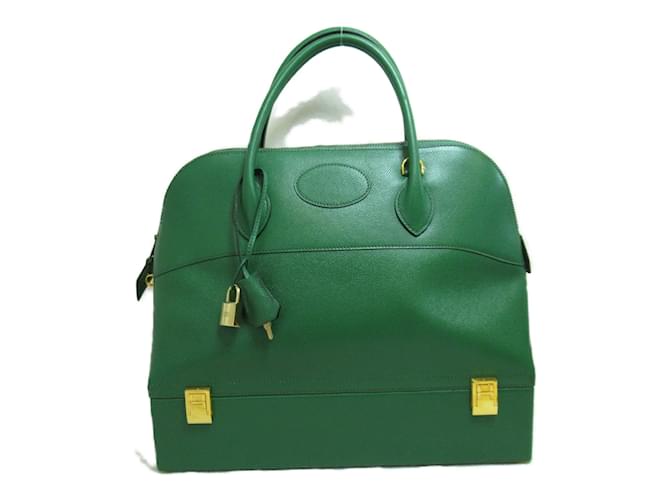 Hermès Courchevel Macpherson Bolide 35 Green Leather Pony-style calfskin  ref.882219