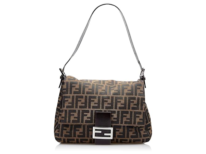 Fendi Brown Zucca Mamma Forever Leather Cloth Pony-style calfskin Cloth  ref.882327