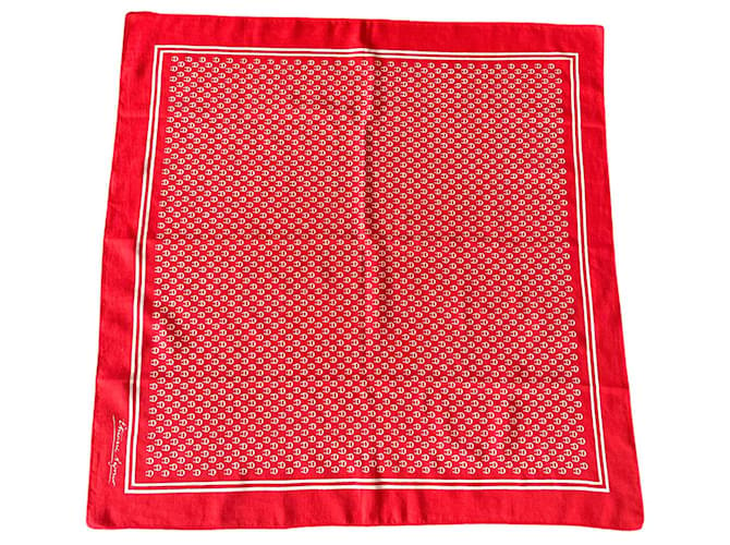Square Etienne Aigner 70s red & white cotton monogram  ref.882381