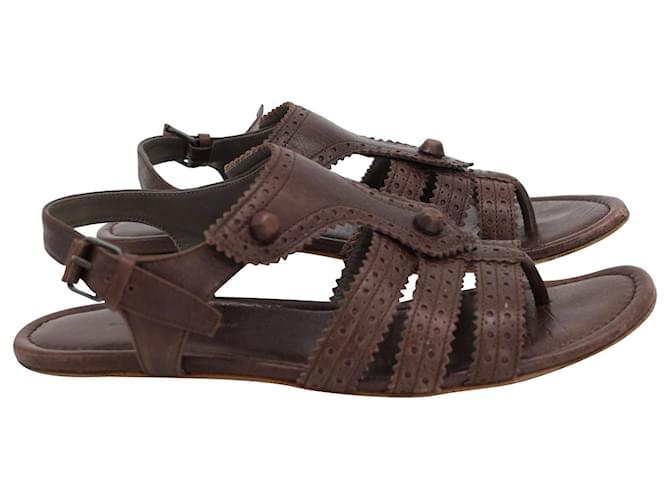 Everyday  Balenciaga Arena T-Strap Gladiator Sandals in Brown Leather  ref.882391
