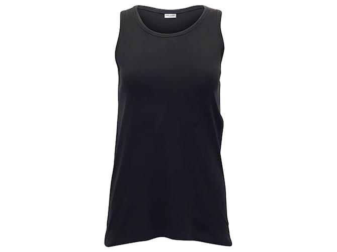 Camiseta sin mangas básica de algodón negro de Saint Laurent  ref.882392