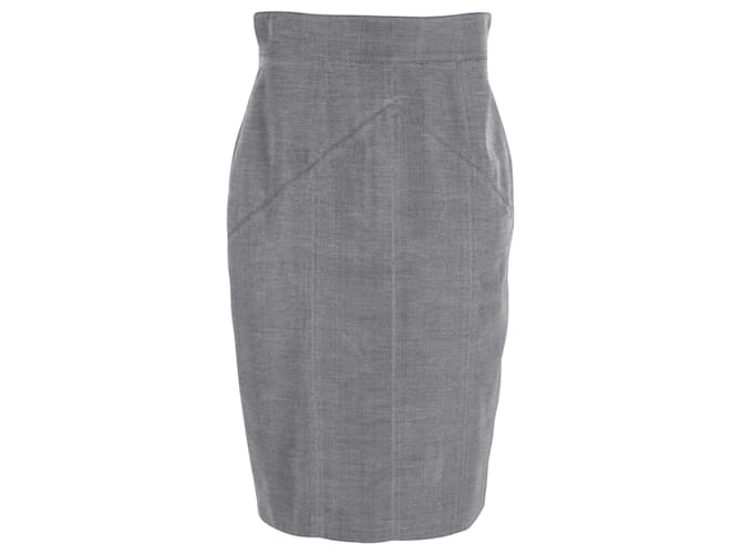 Burberry Falda Lápiz Midi en Algodón Gris  ref.882401