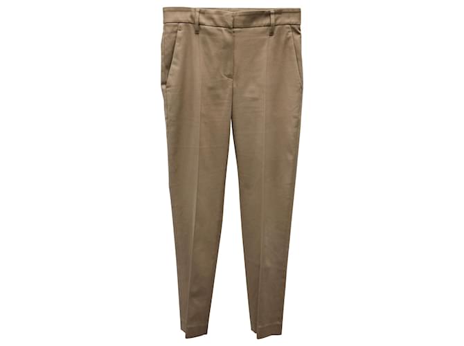 Brunello Cucinelli Pantalon à passants de ceinture Monili en coton kaki Vert  ref.882421