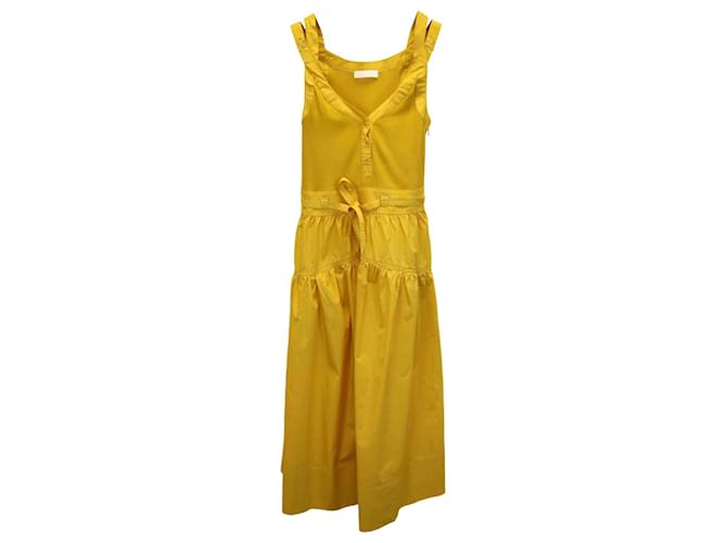 Ulla Johnson Lilith Midi Dress in Yellow Cotton  ref.882433