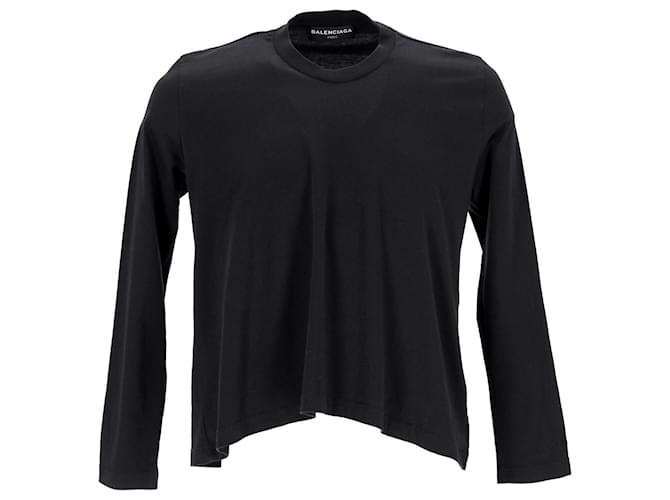 Balenciaga Long Sleeve T-Shirt in Black Cotton  ref.882437