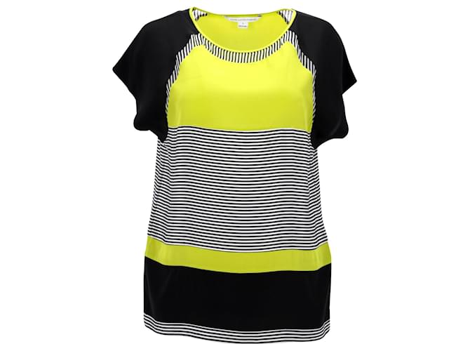 Diane Von Furstenberg Striped Blouse in Yellow and Black Silk Multiple colors  ref.882441