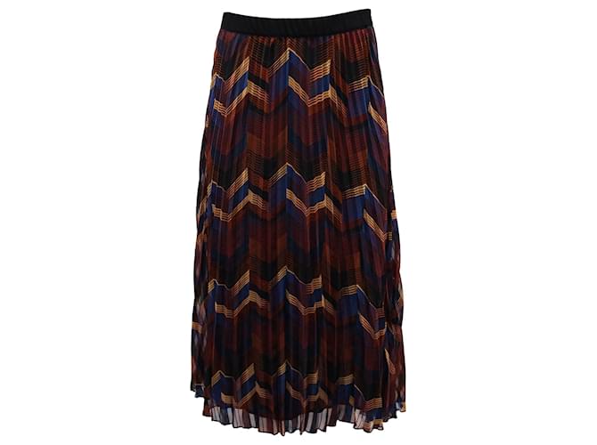 Falda midi plisada con estampado de zigzag en poliéster multicolor de Ba&sh  ref.882451