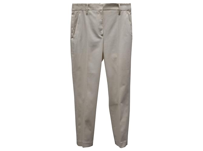 Brunello Cucinelli Monili Belt Loop Trousers in Cream Cotton White  ref.882454