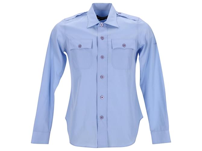 Everyday Balenciaga Button-down Shirt in Blue Cotton Light blue  ref.882476