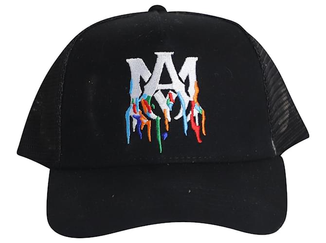 Amiri Paint Drip Ma Logo Trucker Hat in Black Cotton ref.882497 