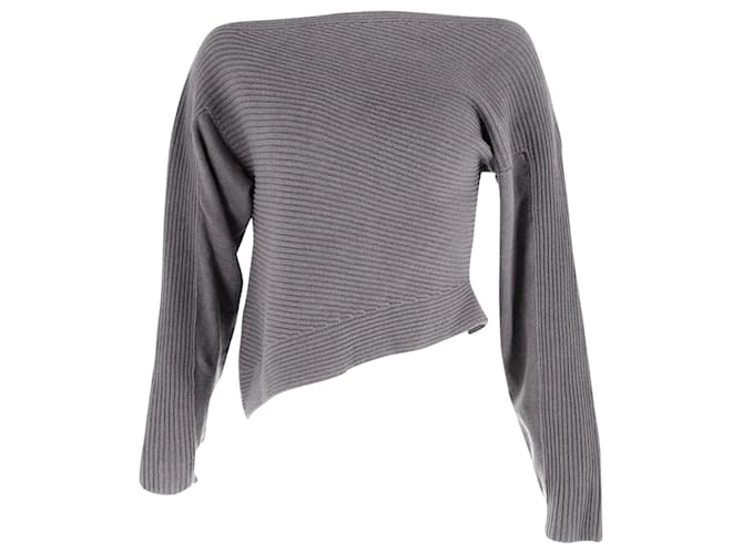 Alexander Wang Off Shoulder Sweater in Grey Cotton  ref.882515