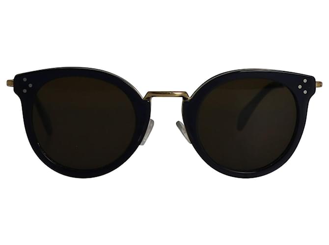 Céline CL40011U-Sonnenbrille aus goldfarbenem Metall Blau Marineblau  ref.882516