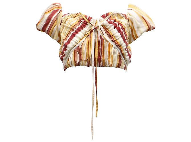 Cult Gaia Gail Top con spalle scoperte in seta multicolore Stampa python