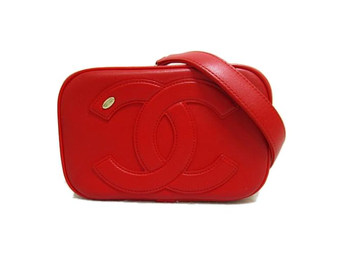 Chanel Red Leather CC Mania Waist Bag For Sale at 1stDibs