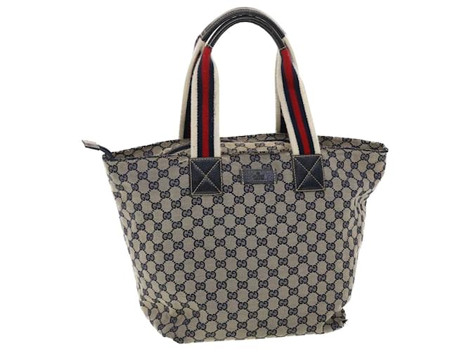 GUCCI Sherry Line GG Canvas Tote Bag Navy Red 204991 auth 39963 Navy blue Cloth  ref.882662