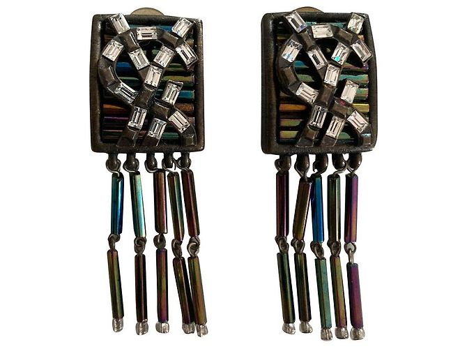Orecchini Yves Saint Laurent in perle e strass Metallico